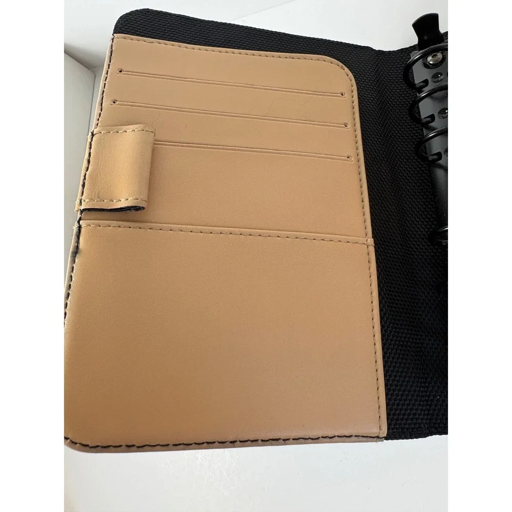 Franklin Covey Black Ballistic Nylon 6-Ring Planner Organizer Unused w Tan